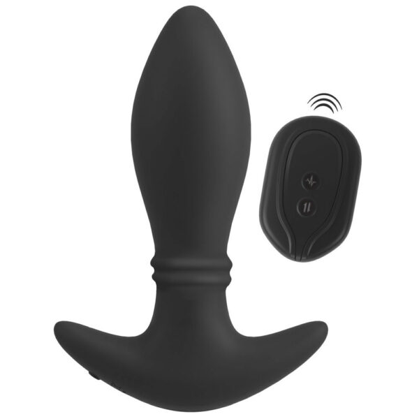 Anos Anal Plug med Trådløs Vibrator og Bevægelige Ringe