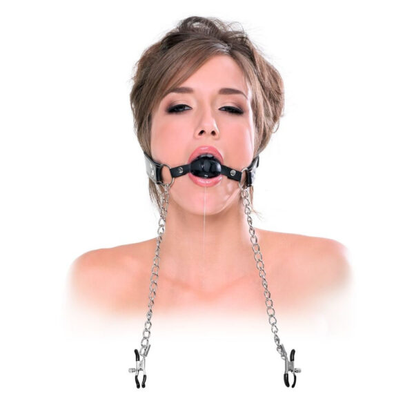 Fetish Fantasy Extreme Silikone Ball Gag og Nipple Klemmer